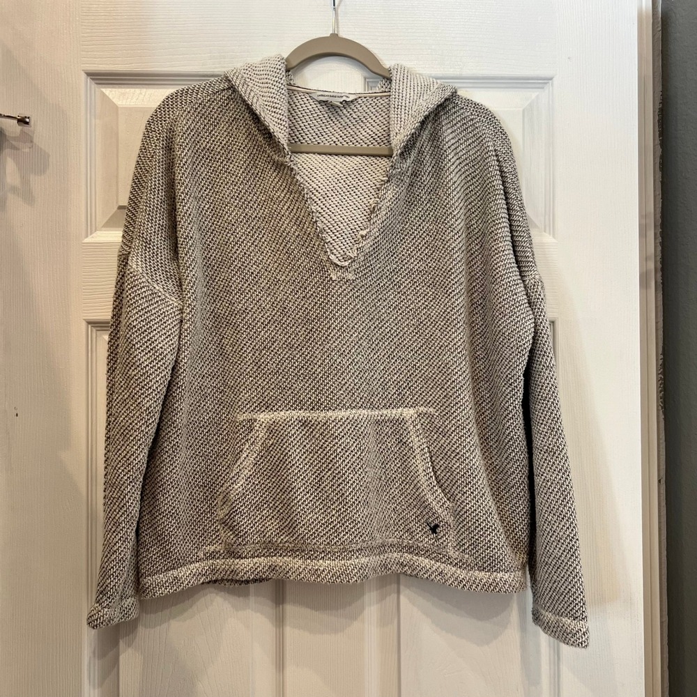 American Eagle Outfitters Hoodie Cotton Waffle Knit Baja Coastal Boho Gray XL